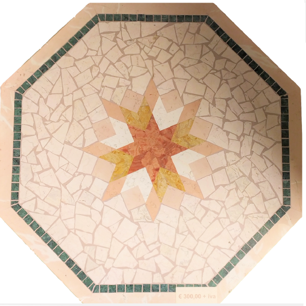 Rosone a mosaico in marmo lucido a forma ottagonale - in pronta consegna